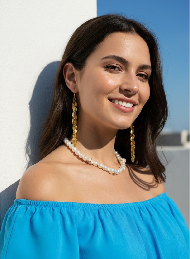 Julia Store 18K Gold Plated Luxury Cute Aesthetic Exquisite Trendy Cute Vintage Bohemia Ethnic Vintage Hock Wheat Leaf Tassel Long Earrings Elegant Gift For Girls Women Jewelry Gift - Image 3