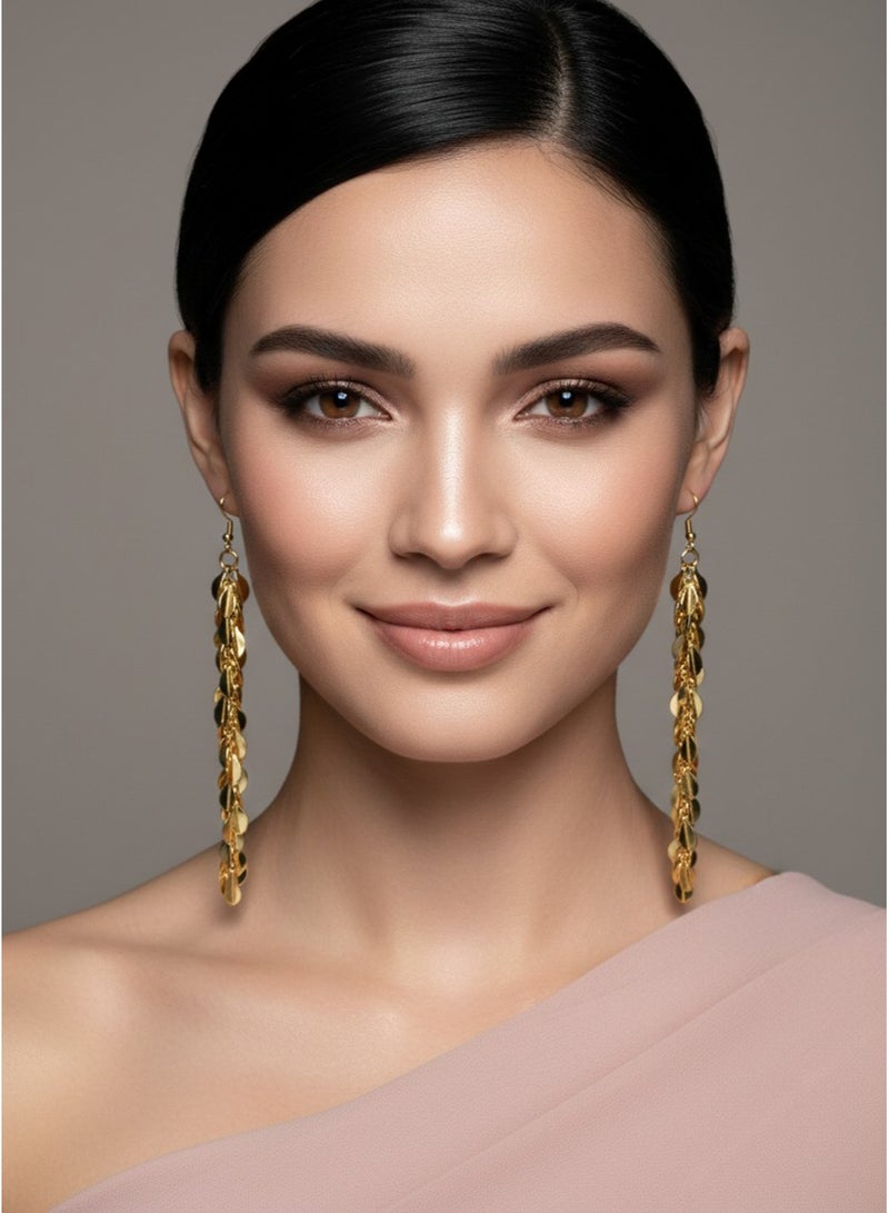 Julia Store 18K Gold Plated Luxury Cute Aesthetic Exquisite Trendy Cute Vintage Bohemia Ethnic Vintage Hock Wheat Leaf Tassel Long Earrings Elegant Gift For Girls Women Jewelry Gift - Image 2
