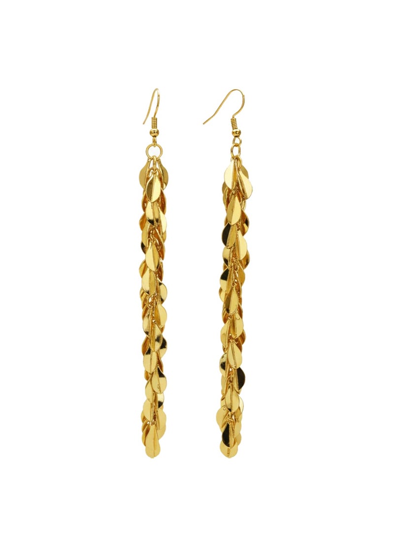 Julia Store 18K Gold Plated Luxury Cute Aesthetic Exquisite Trendy Cute Vintage Bohemia Ethnic Vintage Hock Wheat Leaf Tassel Long Earrings Elegant Gift For Girls Women Jewelry Gift - Image 1