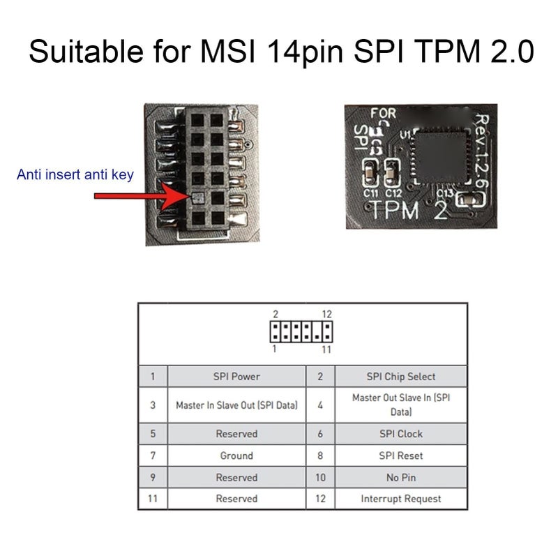 12 Pin SPI TPM 2 0 Module For Desktop Motherboard Security Upgrade Compatible With Windows - Image 4