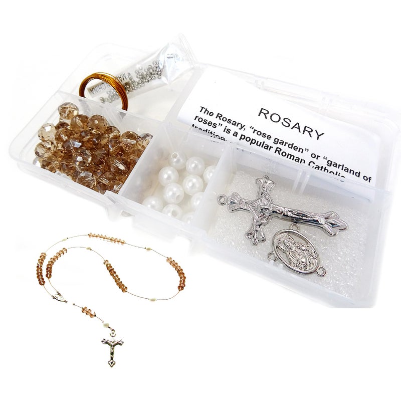 Linpeng Rosary Prayer Necklace Making Kit DIY Jewelry Supplies First Communion Gift for Youth Beader 1 pk