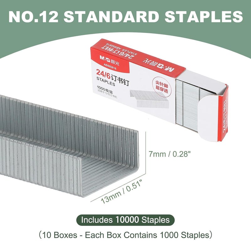 M.G 24/6 Staples for Stapler, 10000pcs(1000pcs Per Box) Staples 25 Sheets Capacity for Standard Stapler Smooth Stapling for Home Office Supplies, Silver - Image 2