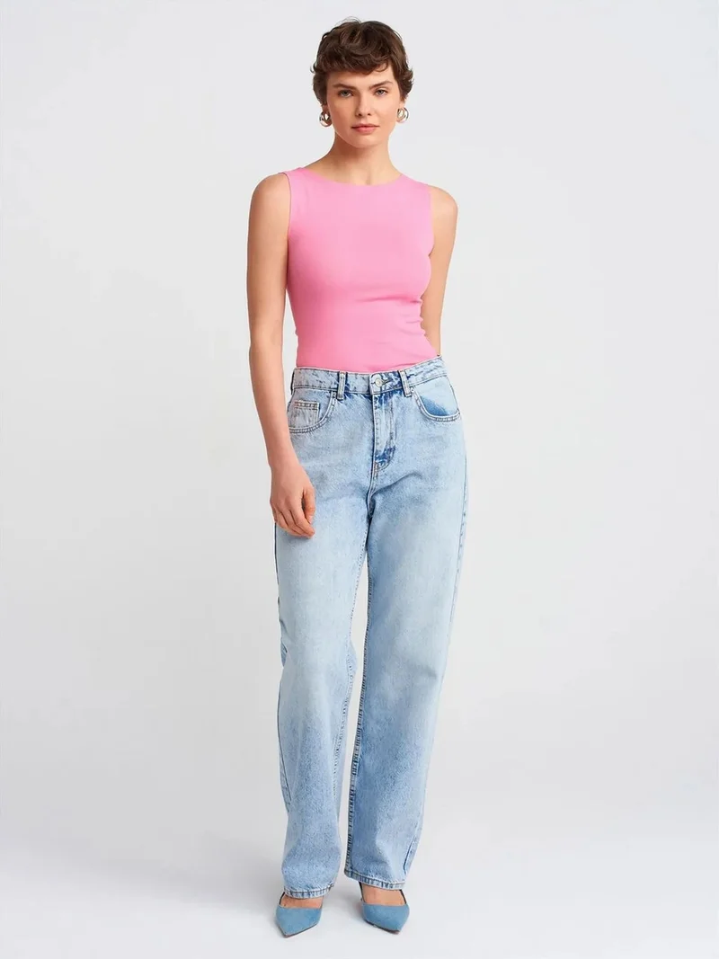ديلفين Dilvin High-Waist Straight-Leg Mom Jeans