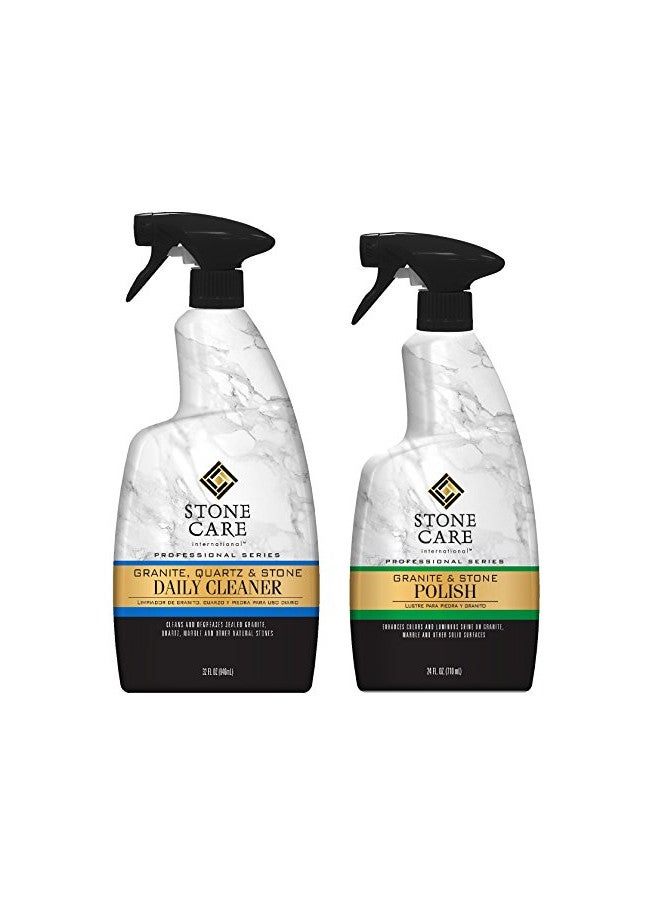 STONE CARE International Stone Care International Granite Stone Cleaner and Polish Combo for Granite Marble Soapstone Quartz Quartzite Slate Limestone Corian Laminate Tile Countertop  - Image 1