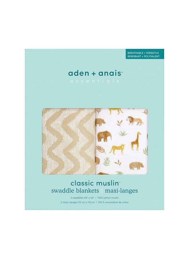 aden + anais بطانية قماط أساسية بطانيات موسلين للبنات والأولاد قماطات استقبال الأطفال هدايا حديثي الولادة عناصر استحمام الأطفال عبوة من قطعتين من تنزانيا  - Image 4