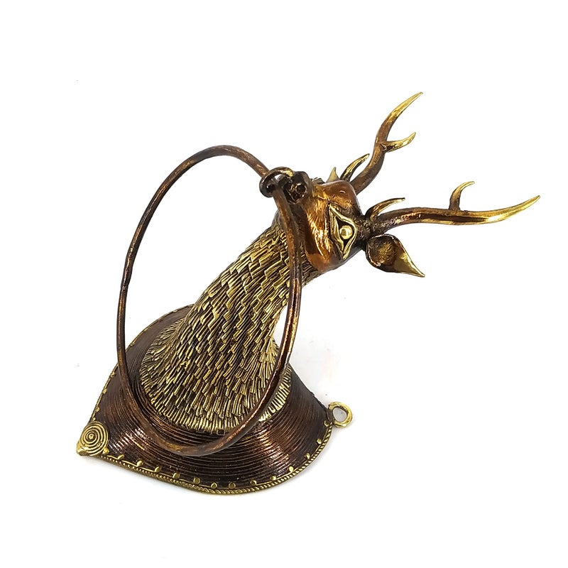 Shambhavi Creations Brass Deer Towel Holder, Antique Napkin Ring Hanger, Bathroom Towel Holder, Dhokra Brass Decor - Image 3