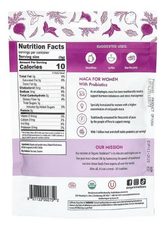 Organic Traditions - Maca For Women with Probiotics 5.3 oz 150 g - Image 1