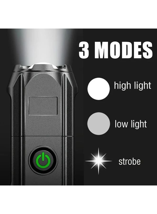 قطعتان مصباح يدوي صغير محمول بشاشة LED قابلة لإعادة الشحن عبر USB مع ضوء صيد قابل للتكبير و3 أوضاع - Image 4