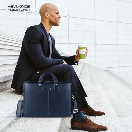 HAMMONDS FLYCATCHER Genuine Leather Laptop Bag for Men with Padded 15.6 Inch Laptop Sleeve, Leather Messenger Bag for Men - Briefcases with Multi Pockets for Office and Travel Use - Blue - Image 2