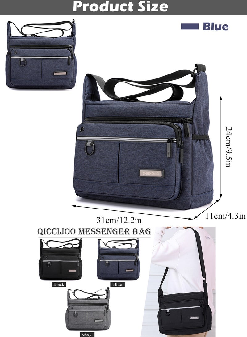 Qiccijoo Messenger Bag Crossbody Bag Shoulder Bag for Men or Women Sling Bag Travel Bag for Business Office School Satchel Bags Carry Bags Casual Daypacks Purse(Blue) - Image 2