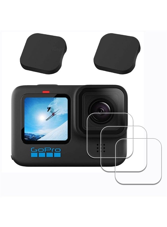 iDaPro Lens Protector for Gopro Hero 11 Hero11 Mini Black + Lens Cover Cap [3+2 Pack] Tempered Glass for Go pro Hero 11 Mini Easy Installation - Image 1