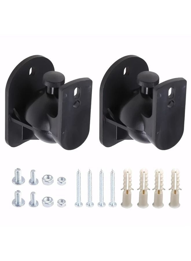 2Pcs Black Heavy Duty Adjustable Speaker Wall Mount Brackets 360 Swivel Tilt - Image 2