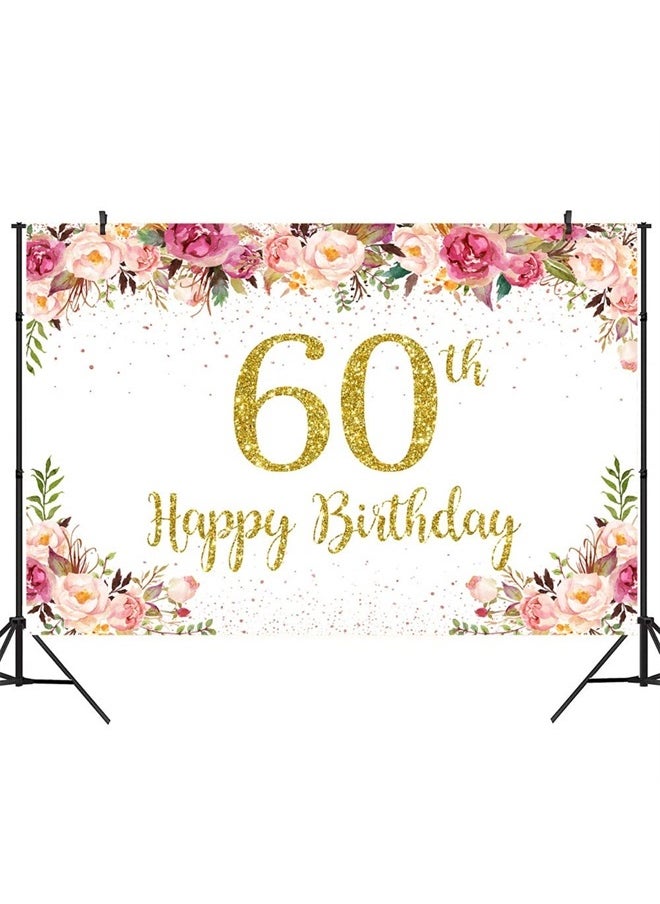 9×6ft 60th Birthday Backdrop for Women Pink Flower Golden Dots Photography Background Floral Adults Party Decoration Banner Photo Booth Studio Props Supplies Cake Table Banner - pzsku/ZBA8B64E717587F4D3C84Z/45/_/1691259453/eaa27c62-5003-4c84-8d2d-3912641758d4