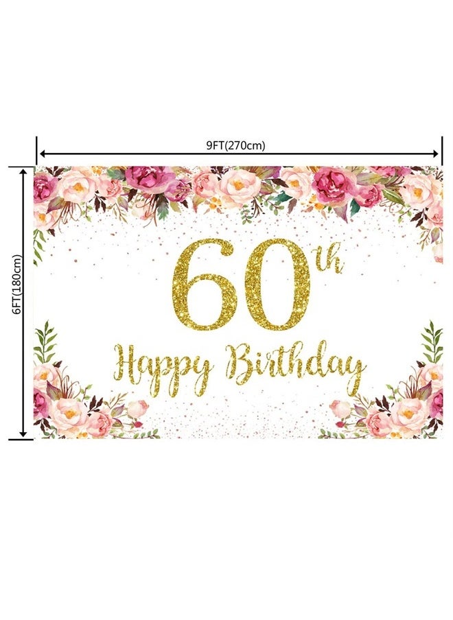 9×6ft 60th Birthday Backdrop for Women Pink Flower Golden Dots Photography Background Floral Adults Party Decoration Banner Photo Booth Studio Props Supplies Cake Table Banner - pzsku/ZBA8B64E717587F4D3C84Z/45/_/1691259456/0836ea97-da77-4993-8524-e0a08ce72366