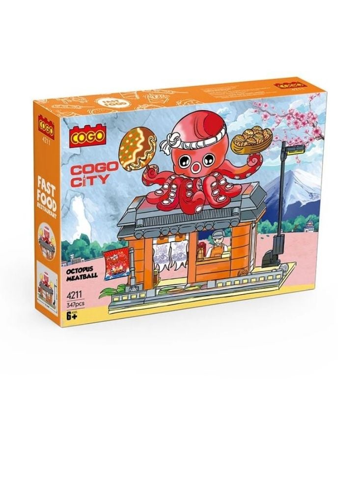 Cogo City Octopus Meatball Building Blocks – Fast Food Restaurant Toy Set 347 Pcs - Image 2