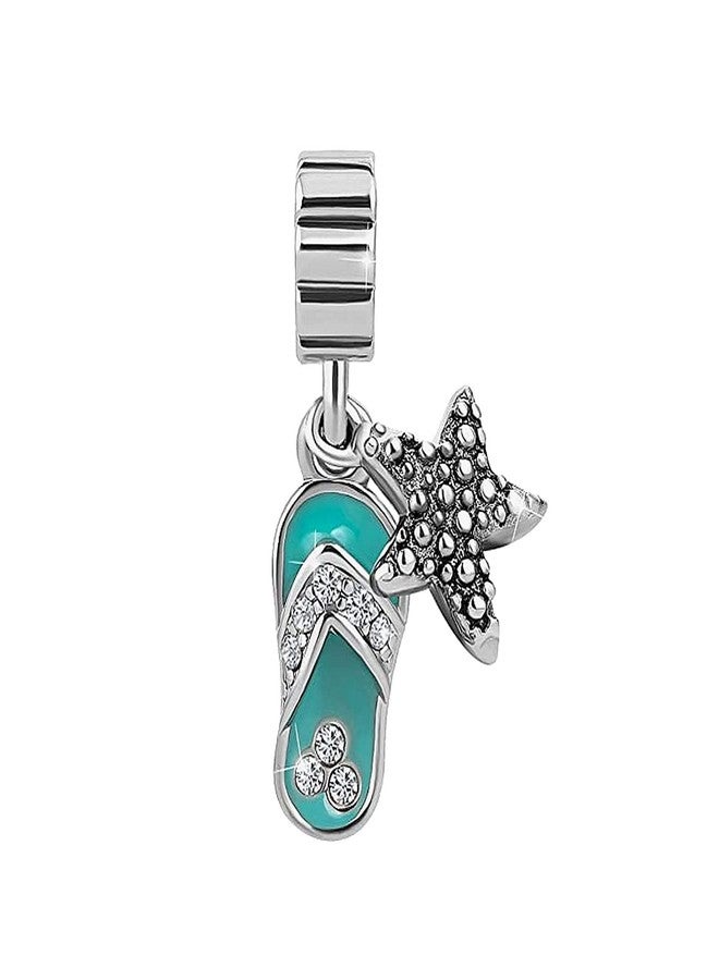 KunBead Starfish Blue Flip Flop Slippers Sea Beach Holiday Dangle Charms Compatible with Pandora Bracelet Necklace Birthday Jewelry Gifts for Women - Image 2