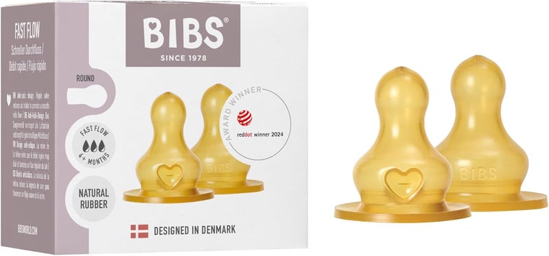 BIBS Fast Flow Baby Bottle Nipples 2-Pack - Image 1