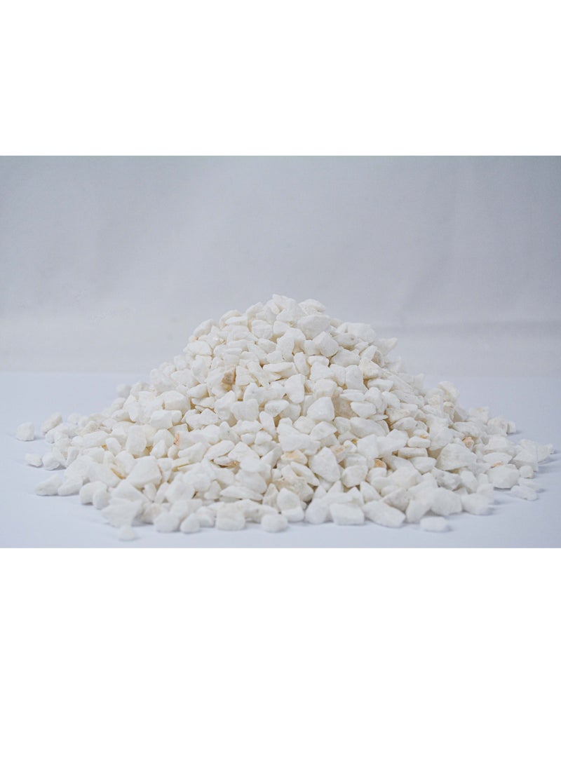 vsell24 3kg of 5-8mm Premium White Stone Chips Ideal for Aquascaping, Garden Design, and Outdoor Decor - Image 1