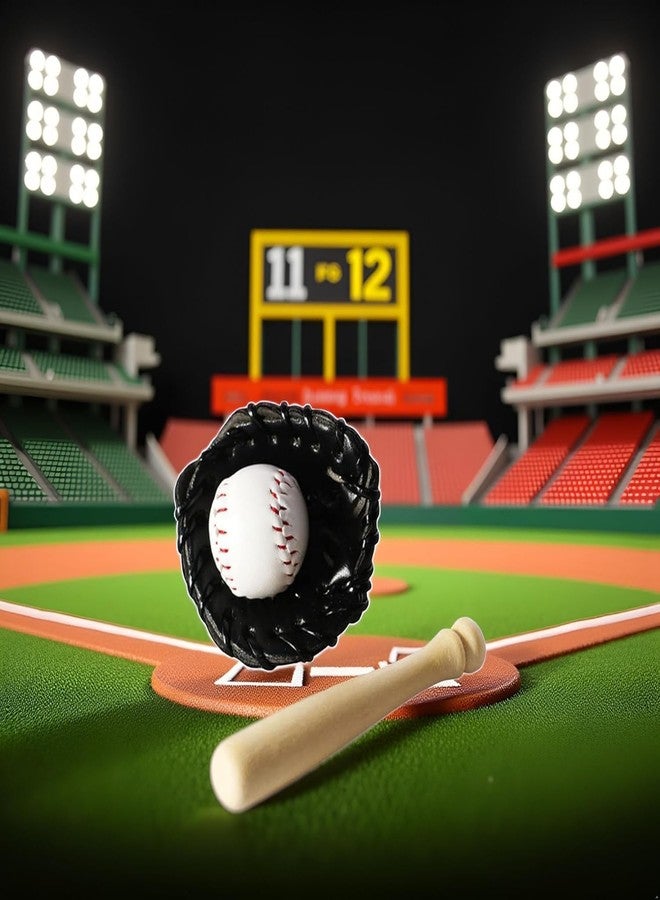 SelHeng 1 Set Miniature Baseball Set, 1/12 Scale, Bat Glove and Ball Baseball Cake Decorations, Baseball Bat and Ball Set Miniature Sports Doll House Accessories for Dollhouse Desktop Decor Photography Props - Image 2