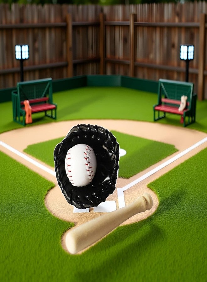 SelHeng 1 Set Miniature Baseball Set, 1/12 Scale, Bat Glove and Ball Baseball Cake Decorations, Baseball Bat and Ball Set Miniature Sports Doll House Accessories for Dollhouse Desktop Decor Photography Props - Image 4