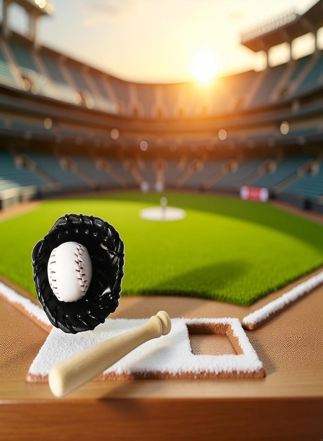 SelHeng 1 Set Miniature Baseball Set, 1/12 Scale, Bat Glove and Ball Baseball Cake Decorations, Baseball Bat and Ball Set Miniature Sports Doll House Accessories for Dollhouse Desktop Decor Photography Props - Image 3