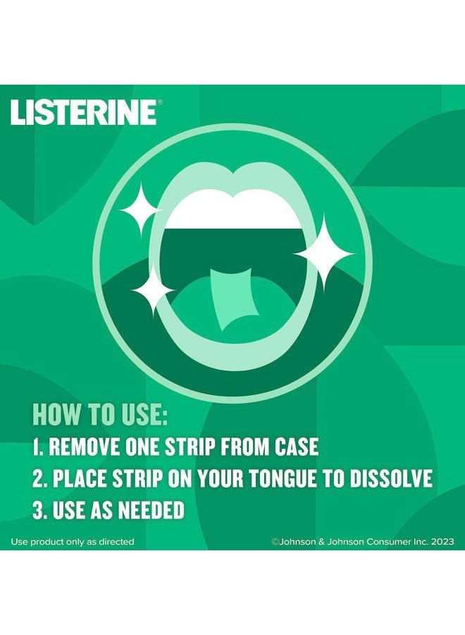 Listerine شرائط تنفس فريشبرست بوكيتباكس المحمولة، شرائط منعشة للأنفاس تذوب وتقتل 99% من الجراثيم التي تسبب رائحة الفم الكريهة، محمولة للاستخدام أثناء التنقل، بنكهة النعناع، 3 × 24 شريط - Image 4