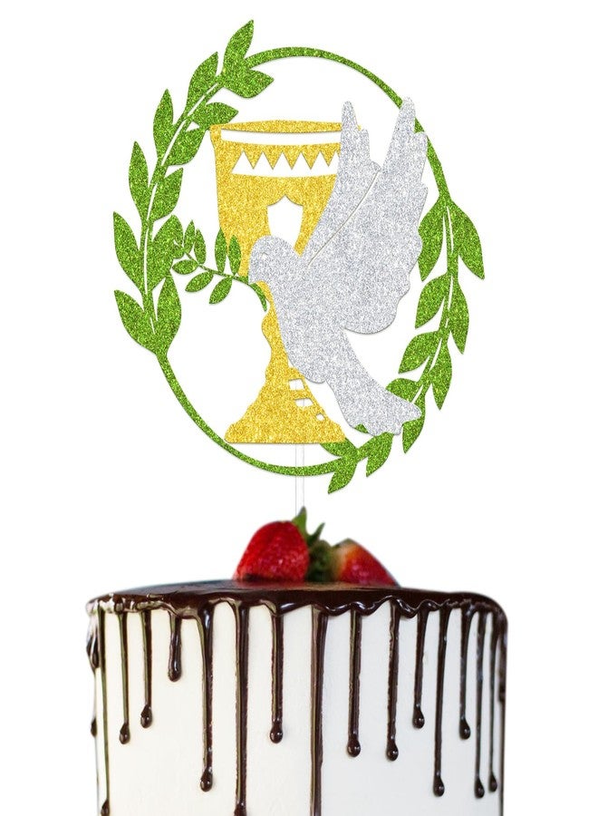 WFKLDF Baptism Cake Topper - Religious Dove Cake Topper - Confirmation Decorations Gold - Image 1