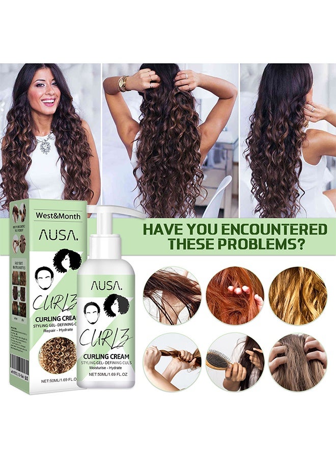 West&Month Curly Hair Elastin, Curl Defining Cream 50ml for Wavy Hair, Curl Shape Defining ​Gel for Curly Hair, Natural Hair Hydrating Cream Conditioner Protecting for All Hair Types for Salon Home - Image 5