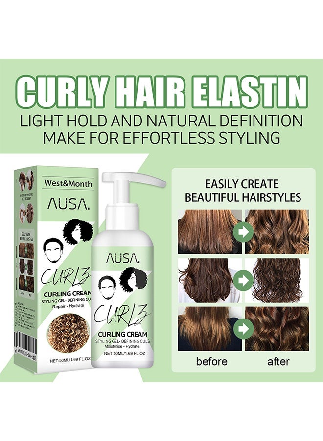 West&Month Curly Hair Elastin, Curl Defining Cream 50ml for Wavy Hair, Curl Shape Defining ​Gel for Curly Hair, Natural Hair Hydrating Cream Conditioner Protecting for All Hair Types for Salon Home - Image 4