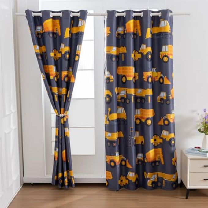 NTBED Construction Cars Blackout Curtains Drapes for Kids Boys Bedroom Play Room 2 Panels Darkening Grommets Window Treatment, 42Wx63L, Grey - Image 5