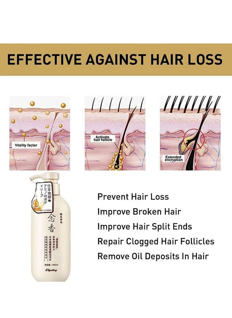 SAKURA Japanese Sakura Shampoo (Original) for hair growth, preventing hair loss and removing dandruff, 300 ml 2 pieces  - Image 4