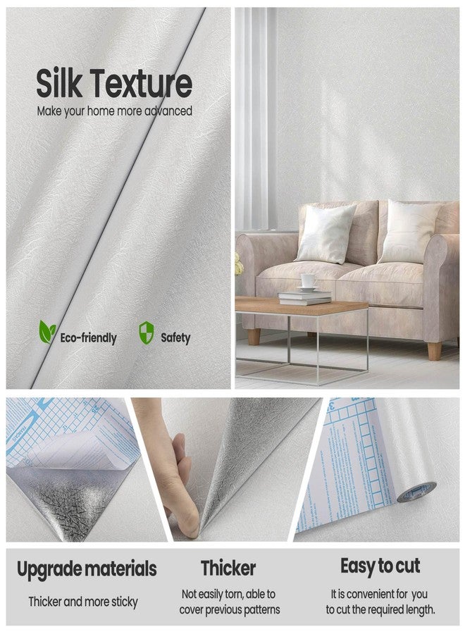 Abyssaly White Wallpaper Peel and Stick 15.7''x118'' White Contact Paper for New Environmentally Friendly Upgrade Silk Textured Embossed Wall Paper for Cabinets, Drawers, Countertop - Image 2