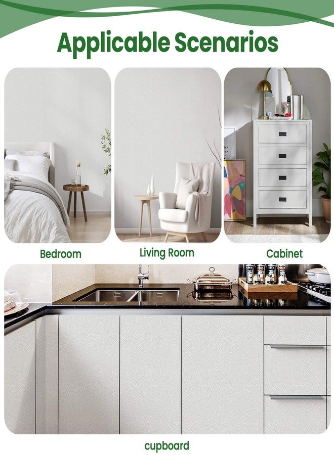 Abyssaly White Wallpaper Peel and Stick 15.7''x118'' White Contact Paper for New Environmentally Friendly Upgrade Silk Textured Embossed Wall Paper for Cabinets, Drawers, Countertop - Image 4