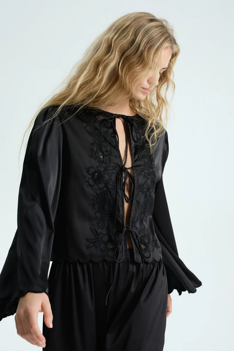 H&M Tie-front satin blouse