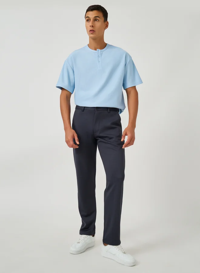 Styli Styli Men Textured Henley Neck Oversized T-Shirt