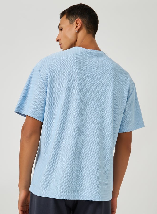 Styli Men Textured Henley Neck Oversized T-Shirt - Image 5