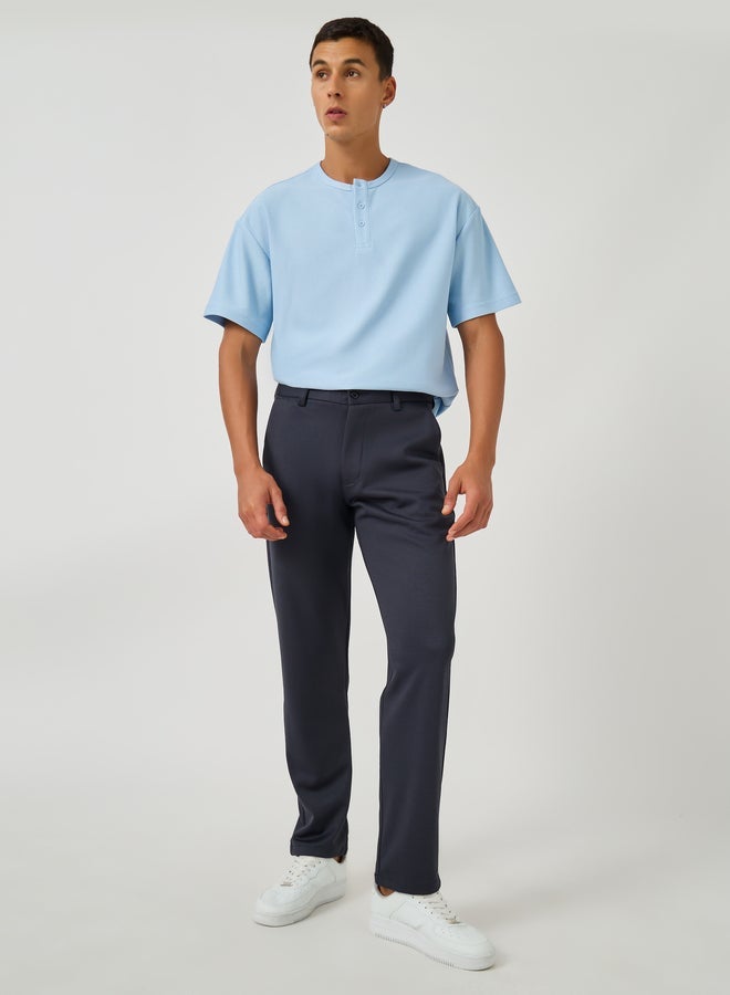 Styli Men Textured Henley Neck Oversized T-Shirt - Image 2