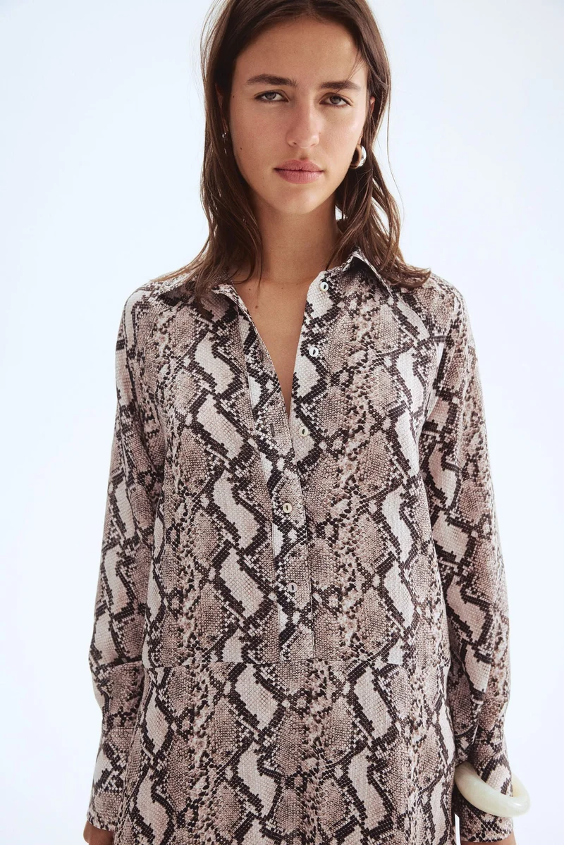 اتش اند ام فستان قميص طويل