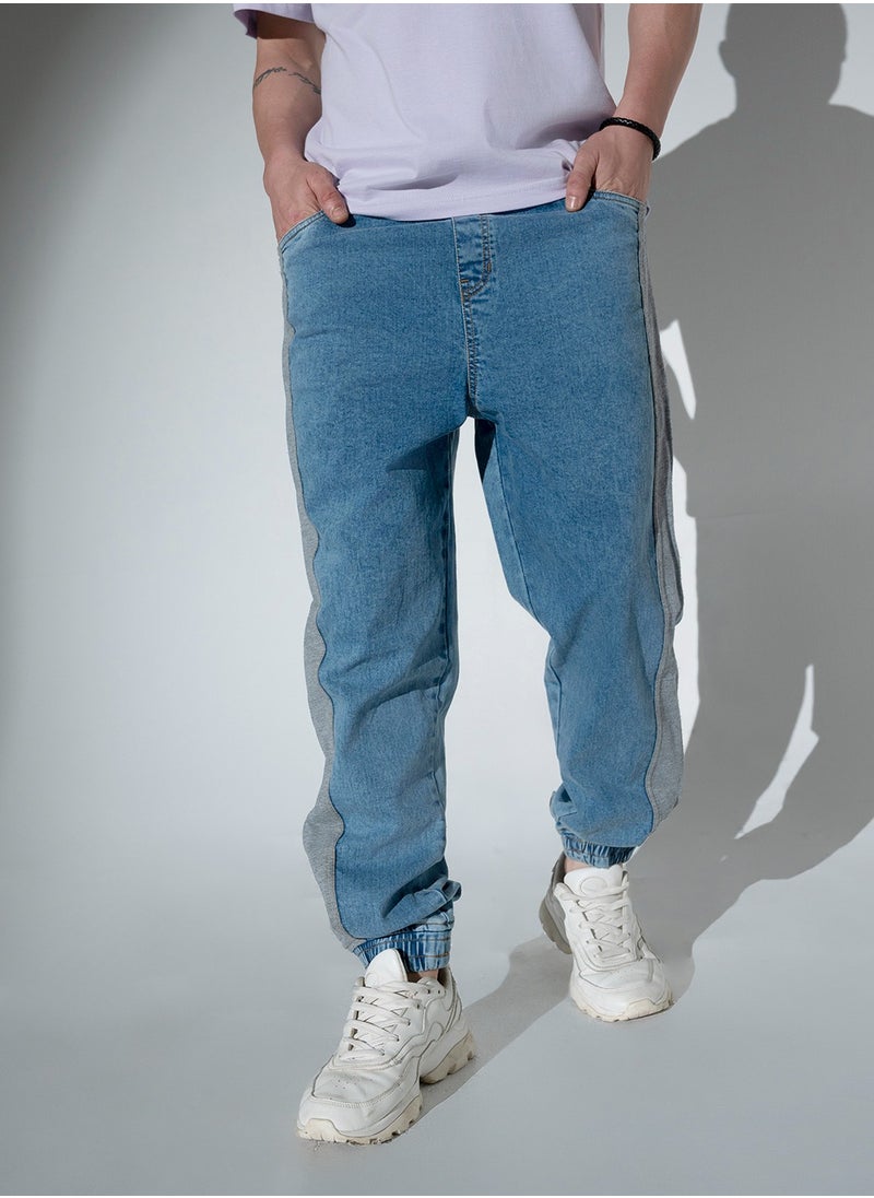 Hubberholme - Relaxed Fit Light Blue Stretchable Jogger Jeans for Men - Image 1