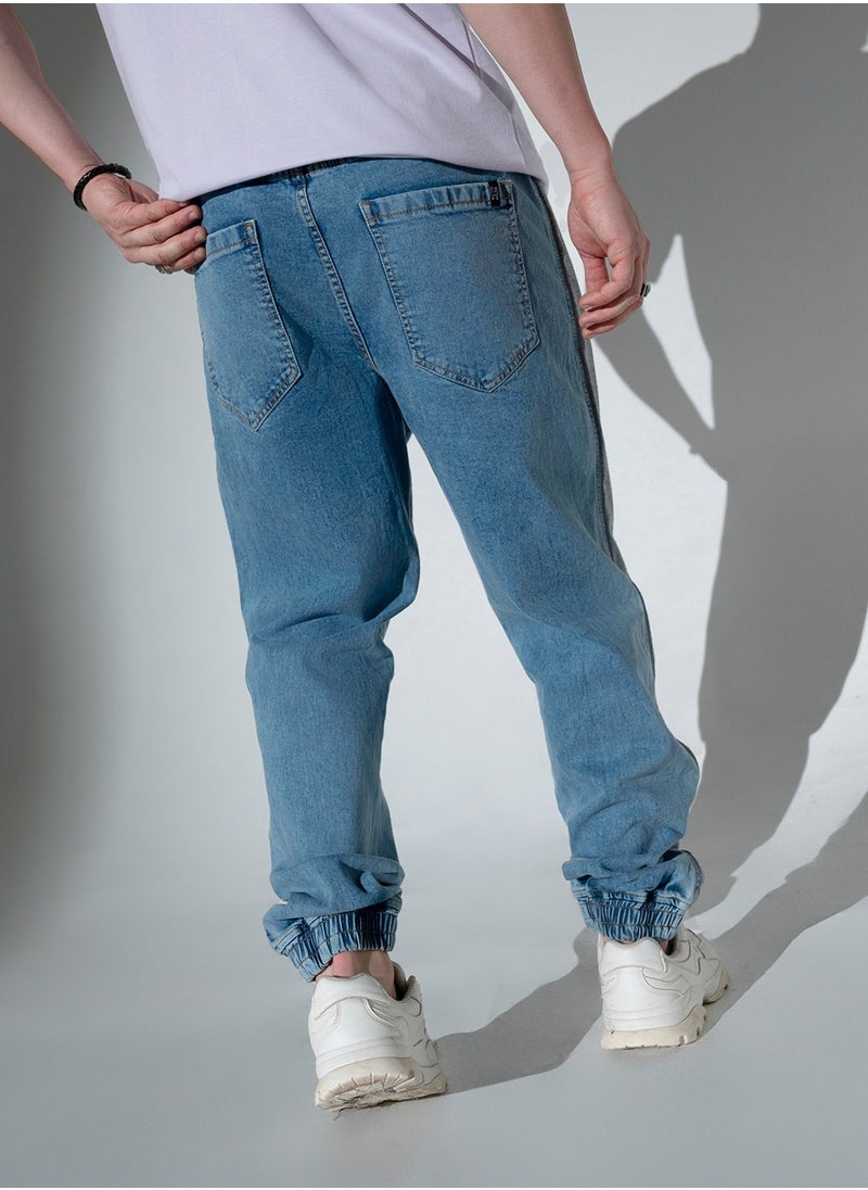 Hubberholme - Relaxed Fit Light Blue Stretchable Jogger Jeans for Men - Image 1