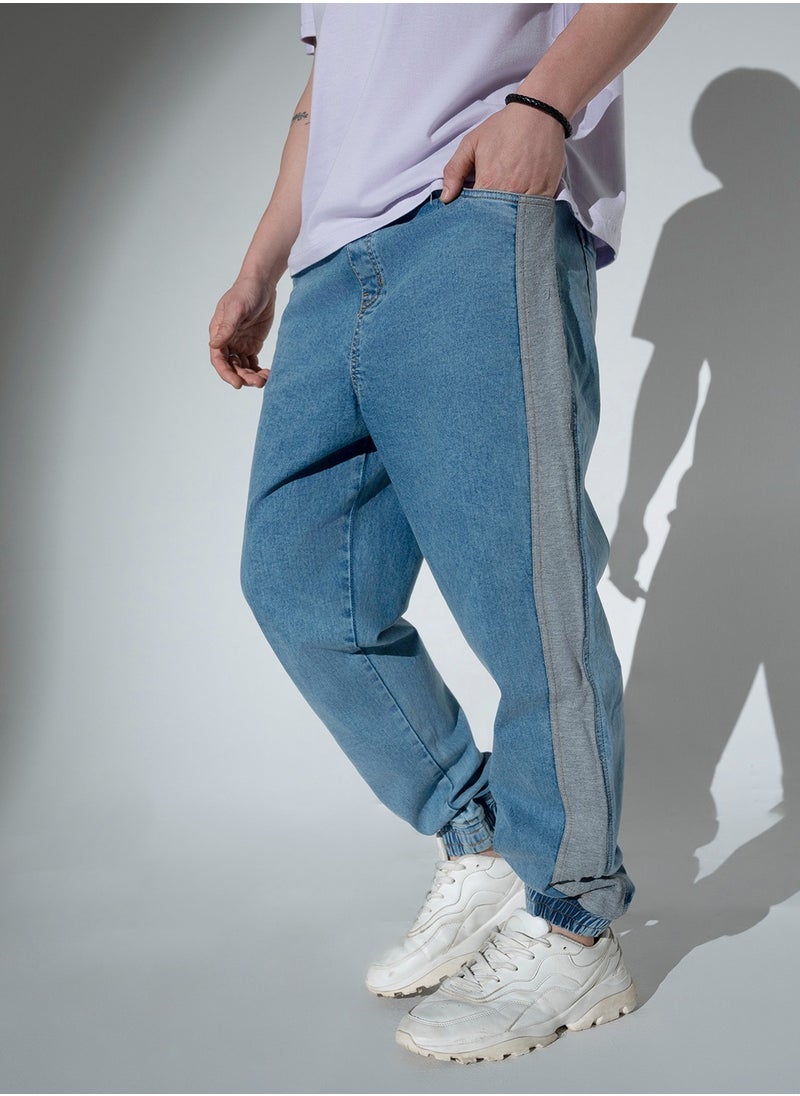 Hubberholme - Relaxed Fit Light Blue Stretchable Jogger Jeans for Men - Image 1