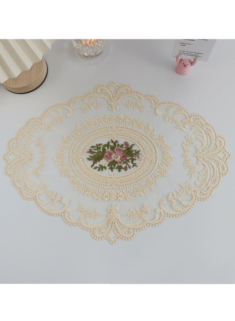 2PCS Retro Lace Placemats French Style Fashionable Embroidered Cup Table Mat vase mat  - Image 3
