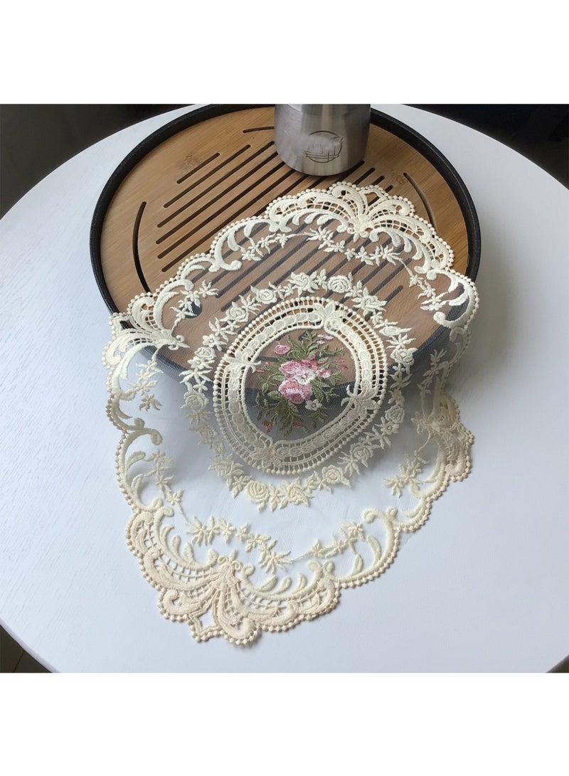 2PCS Retro Lace Placemats French Style Fashionable Embroidered Cup Table Mat vase mat  - Image 2