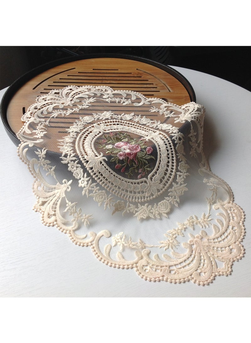 2PCS Retro Lace Placemats French Style Fashionable Embroidered Cup Table Mat vase mat  - Image 1
