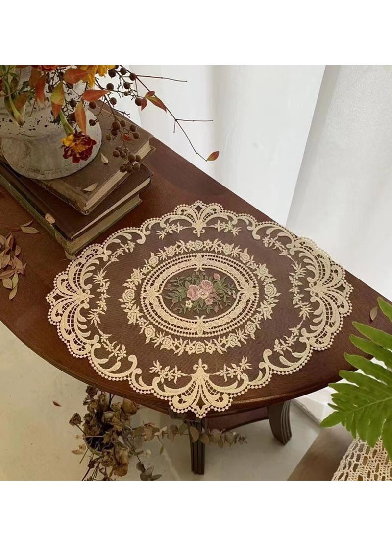 2PCS Retro Lace Placemats French Style Fashionable Embroidered Cup Table Mat vase mat  - Image 4