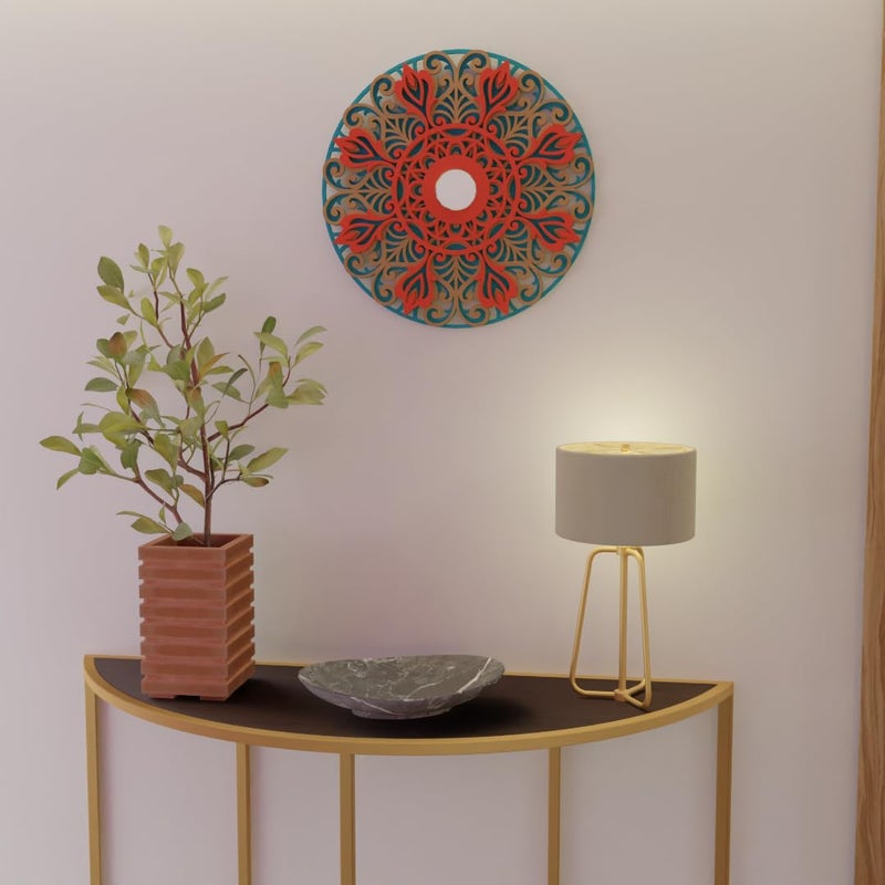 NIVED Decorative Mandala 3D Mandala Diya Holder Mandala MultiLayer Eco Friendly Design 12 inch GreenBrownOrange Colour