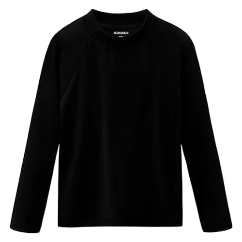 Smarash Boys Swim Shirt Long Sleeve Rash Guard Kids Sun Beach Water Shirts Swimwear Rashguard for YouthSun Water Fishing Swimming SPF Shirt Black Size 10-12 - Image 1