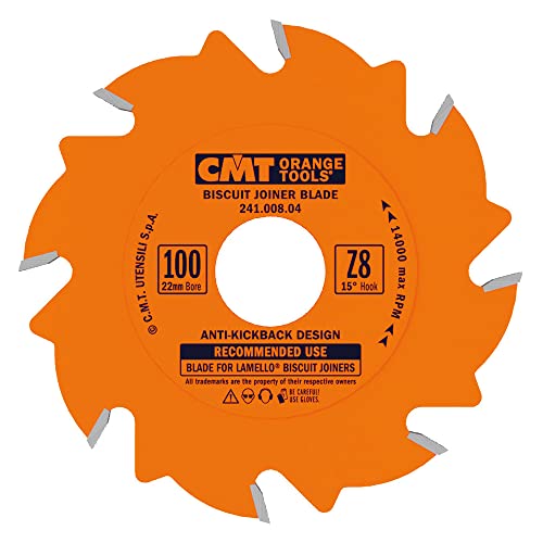 CMT ORANGE TOOLS CMT 241.008.04 Biscuit Joiner Blade, 4-Inch Diameter x 8 Teeth, PTFE-Coated. - Image 1