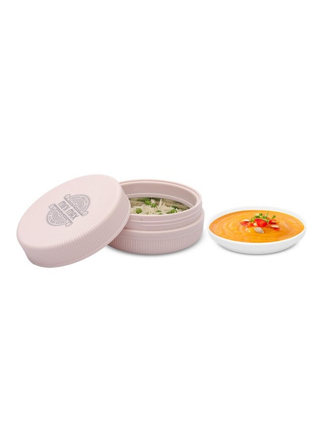 JAYPEE JAYPEE Mini Max Lunch Box for School, Office, Ideal for Snacks and Meal, Keeps Food Hot & Fresh Insulated Stainless Steel Inner with Plastic Dish Inside for Office, College and Picnic, Pink, 415 ml  - Image 3