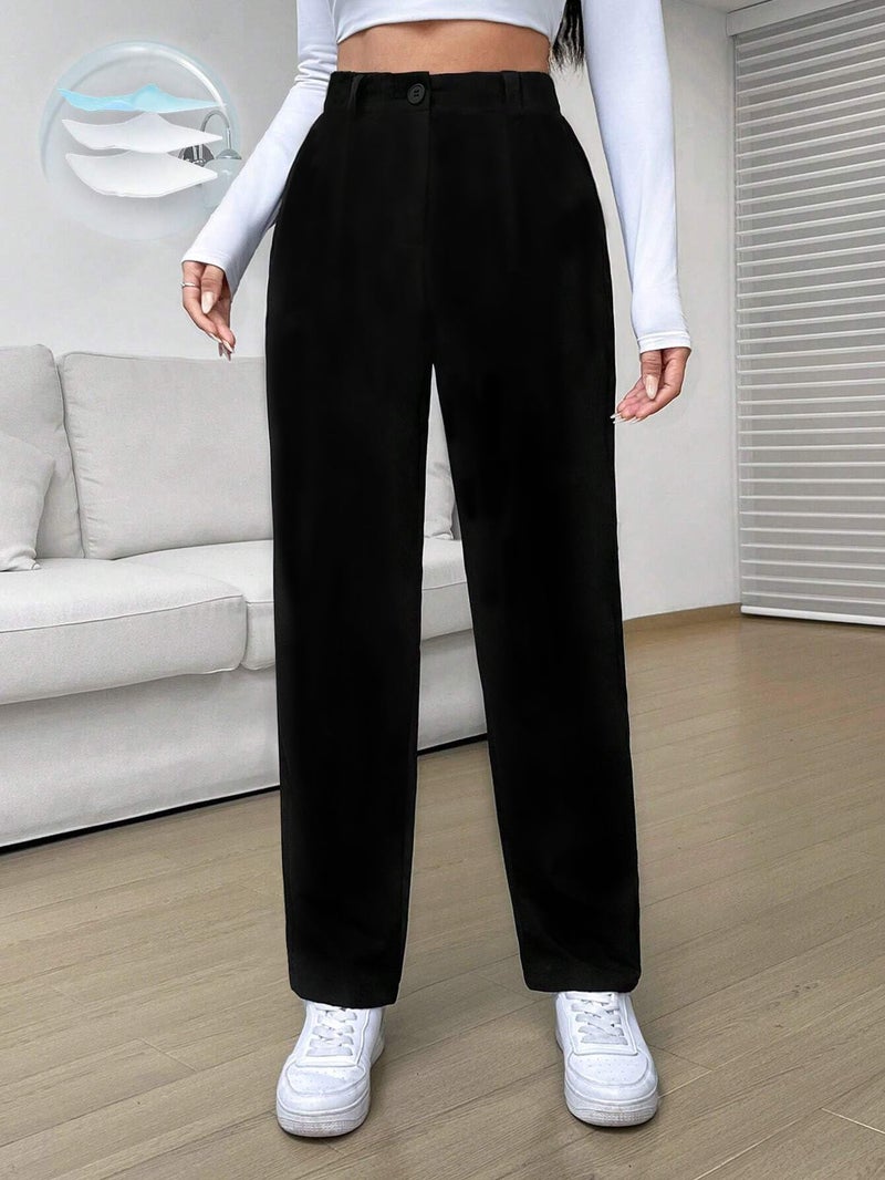 Toochki Trousers for Woman Pants Women's Formal Office Korean | Black Track Pant | Straight | Cotton Spandex Stretchable Trouser | High-Waisted Bottom Wear - Image 2